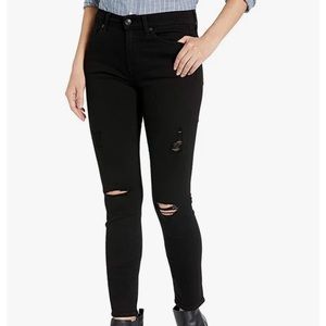 7 For All Mankind Gwenevere Skinny Ankle Jeans, Black Destructed, size 25